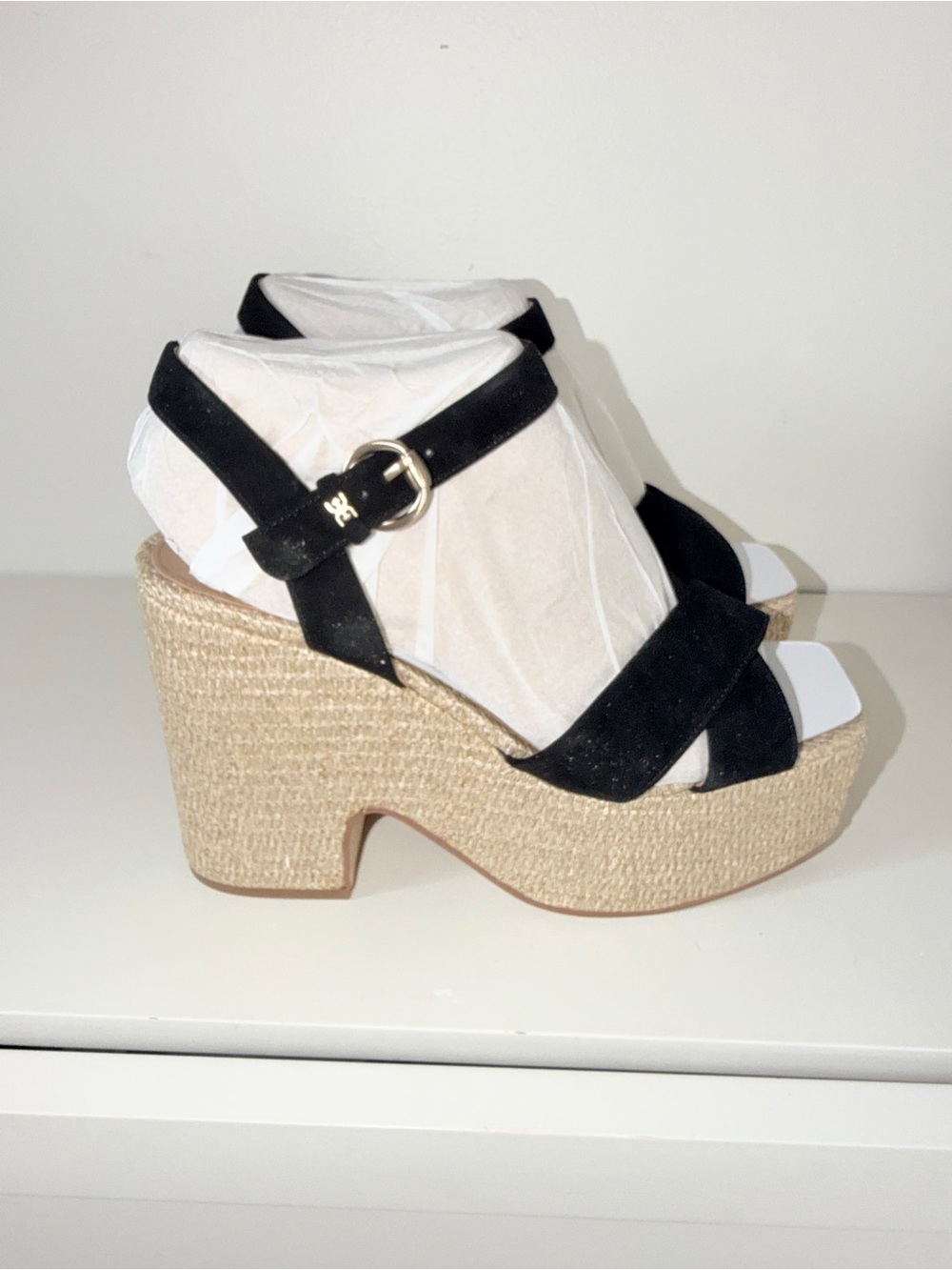 Sam Edelman Trianna Black Suede Crisscross Platform Sandals. Sz 9.5